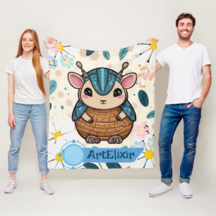Armadillo Niedlich Kawaii Warrior Print Fleecedecke