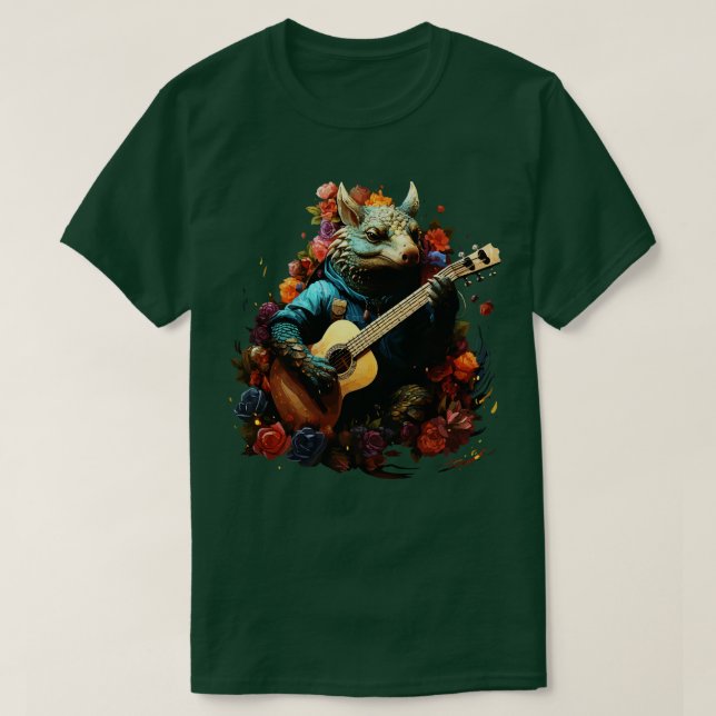 Armadillo Playing Guitar T-Shirt (Design vorne)