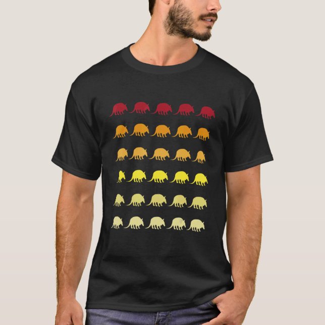 Armadillo Retro Tiermuster T-Shirt (Vorderseite)