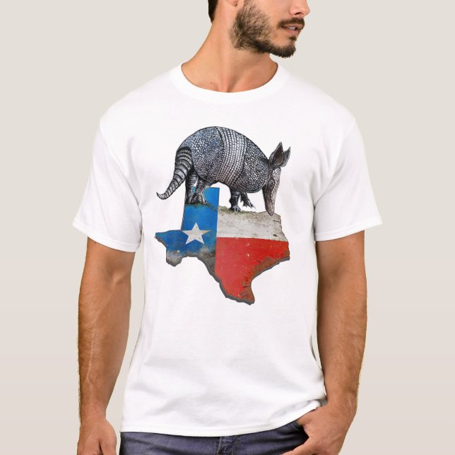 Armadillo Texas State Flag Map T-Shirt (Vorderseite)
