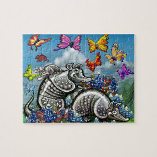Armadillos Bluebonnets Butterfisch Wildblumen Puzzle
