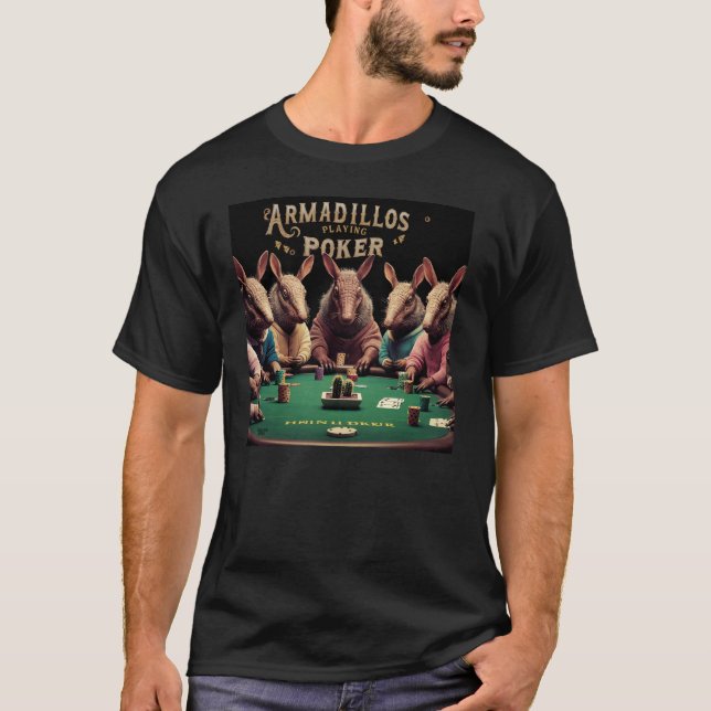 Armadillos Playing Poker T-Shirt (Vorderseite)