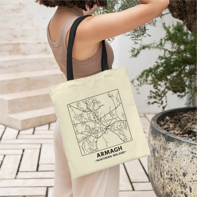 Armagh, Northern Ireland City Map Tote Bag Tragetasche (Von Creator hochgeladen)