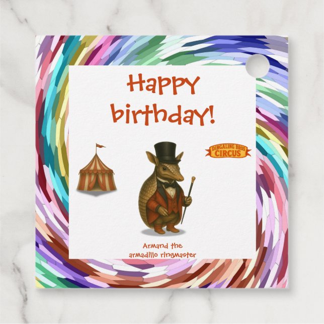 Armand, armadillo ringmaster geschenkanhänger (Rückseite)