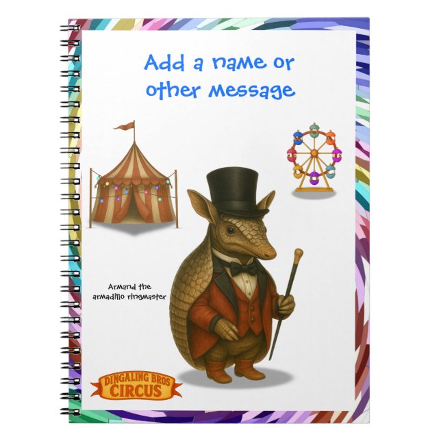 Armand der Armadillo-Zirkusdirektor Notizblock (Vorderseite)