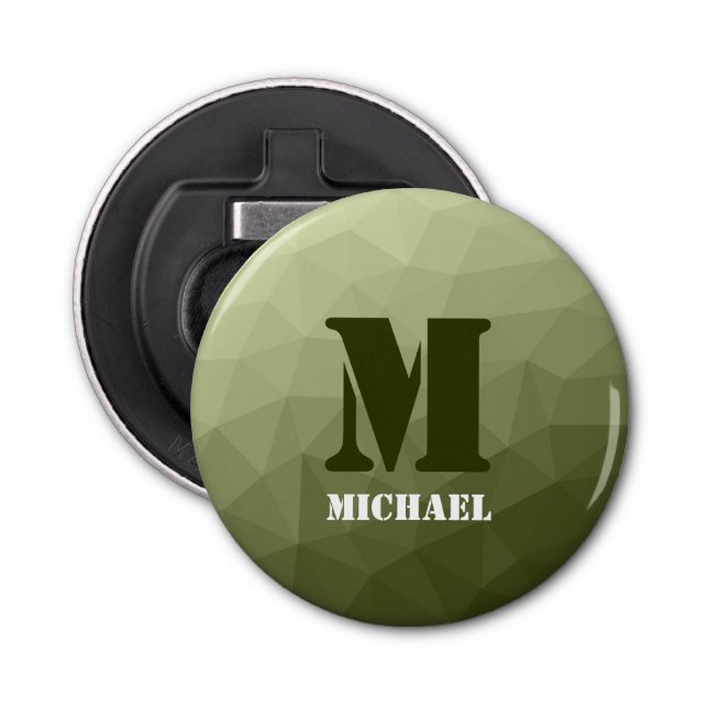 Armatur grünes geometrisches Maschenmuster Monogra Flaschenöffner (Vorderseite)