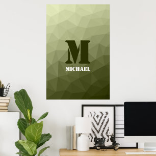 Armatur grünes geometrisches Maschenmuster Monogra Poster