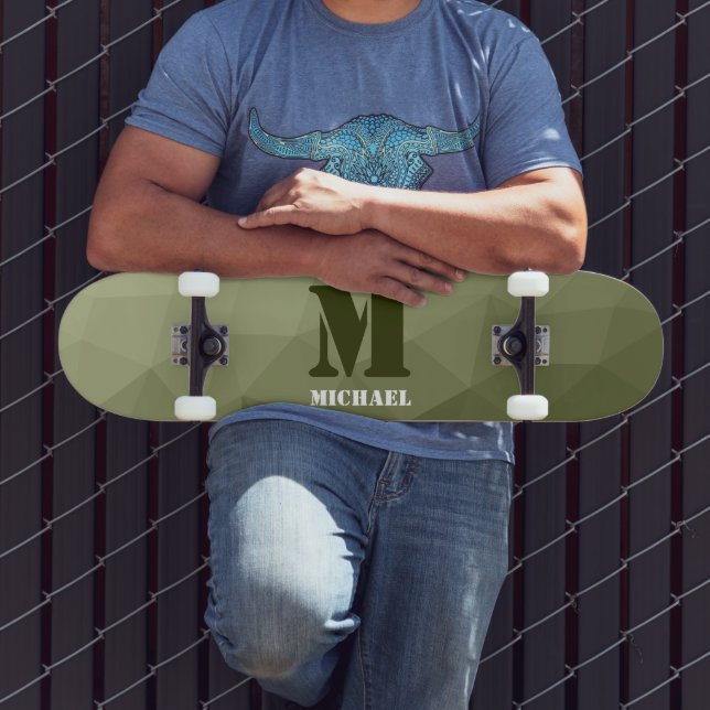 Armatur grünes geometrisches Maschenmuster Monogra Skateboard (Außenbereich 3)