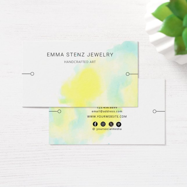 Armband-Displaykarte • Serene Watercolor Splash (Schreibtisch)