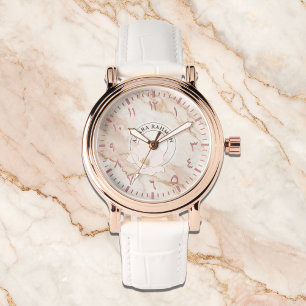 Armbanduhr für Damen mit arabischen Ziffern – Rosé