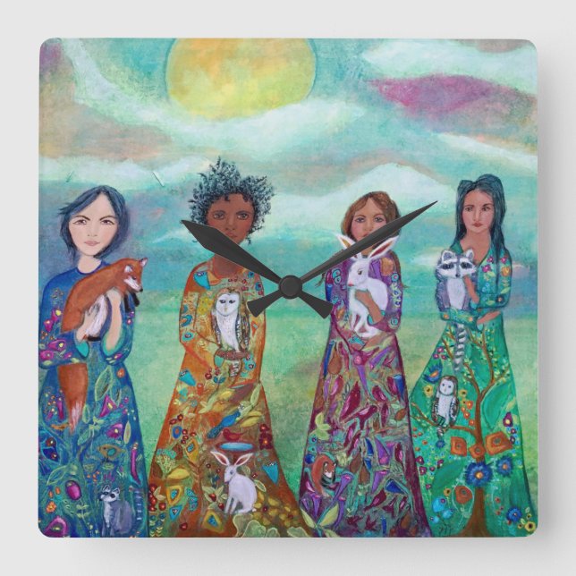 Armbanduhr für Frauen und Tiere Quadratische Wanduhr (Vorderseite)