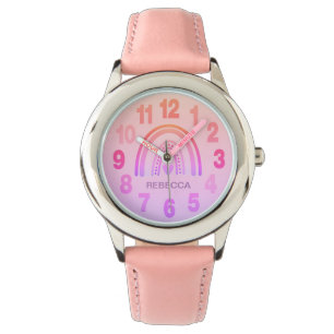 Armbanduhr für Mädchen anpassen - Rosa Regenbogenh