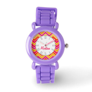Armbanduhr für Zickzack orange-, rosa- und rosafa
