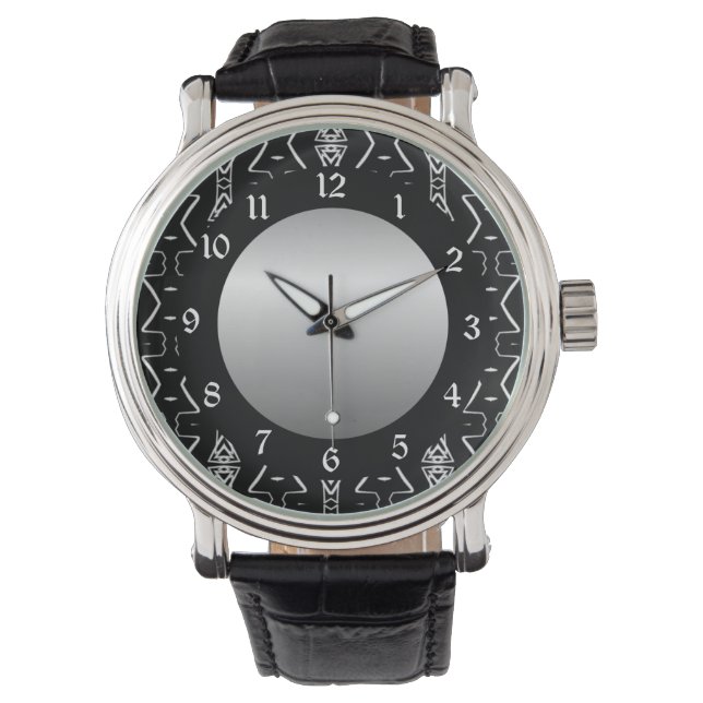 Armbanduhr mit geometrischen Dreiecken aus Schwarz (Vorderseite)