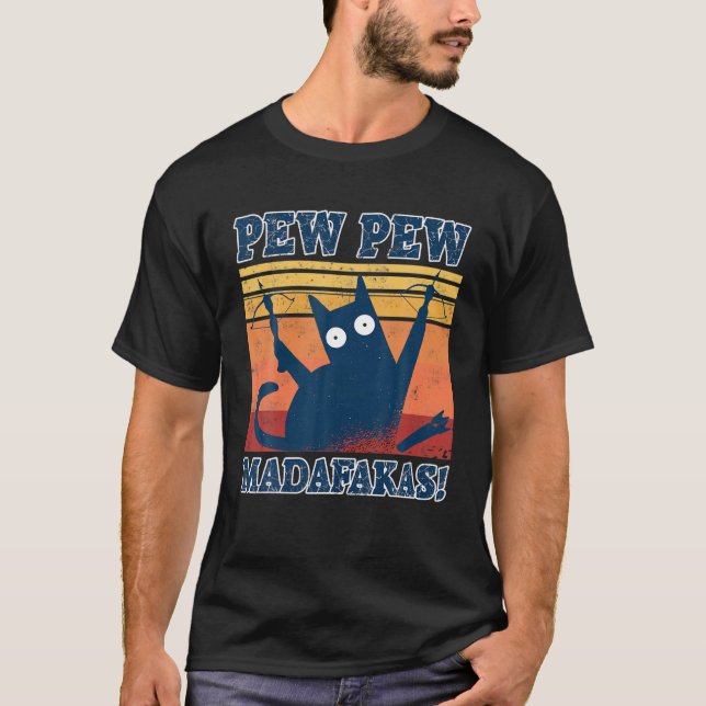 Armbrust Katze Pew Pew Madafakas Tee Lustige Katze (Vorderseite)