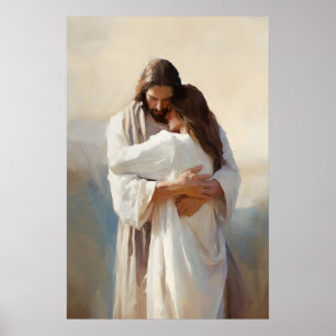 Arme der Barmherzigkeit Jesus umarmt Frau Jesus Ge Poster