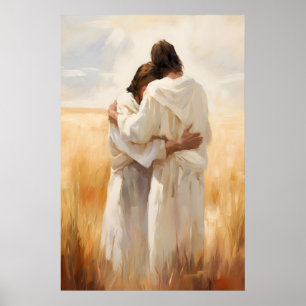 Arme der Barmherzigkeit Jesus und Mann Christliche Poster