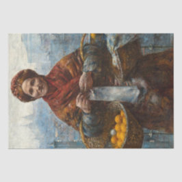 Arme jüdische Frau verkauft Orangen in Polen Seidenpapier