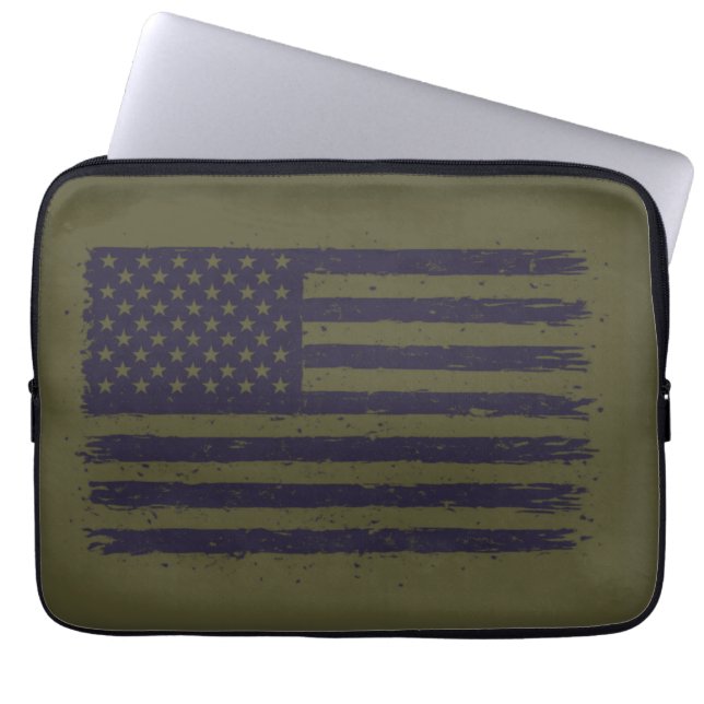Armee Amerika Grün und Lila Laptopschutzhülle (Vorderseite)