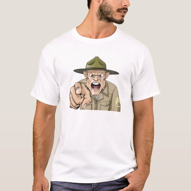 Armee-Bohrgerätsergeantschreien des Cartoon T-Shirt (Vorderseite)