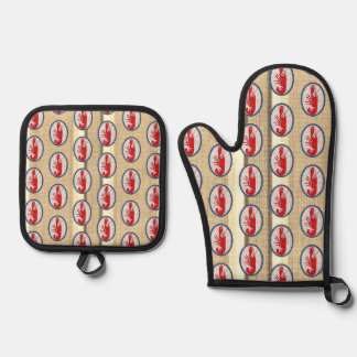 Armee des Stacheligen Felsenlobsters Ofenhandschuh & Topflappen-Set
