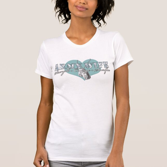 Armee-Ehefrau-Stärken-Mut-Opfer T-Shirt (Vorderseite)