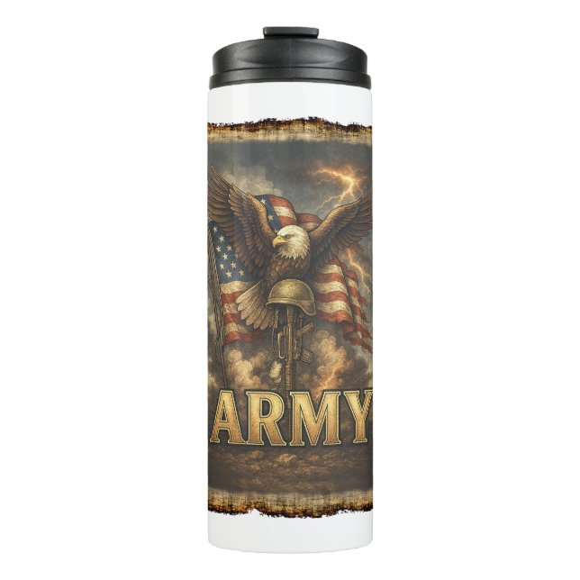 Armee-Emblem mit Flagge und Adler Thermosbecher (Vorderseite)