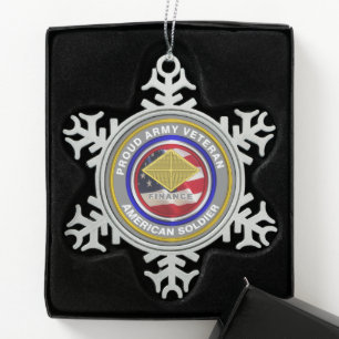 Armee Finance Corps Veteran Weihnachten Schneeflocken Zinn-Ornament