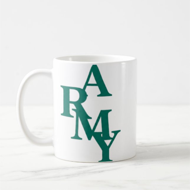 Armee gestapelte fette Typografie Minimaldesign Kaffeetasse (Links)