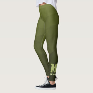 Armee-grün-oliv geometrisches Maschenmuster Monogr Leggings