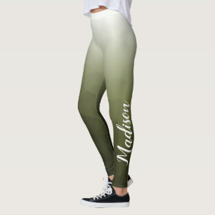 Armee-grüner Farbverlauf-Geometrie-Netzmuster-Name Leggings