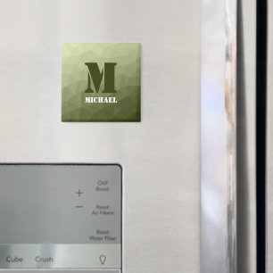 Armee hellgrün geometrisches Netz Muster Monogramm Magnet