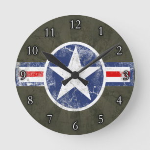 Armee-Luft-Korps-Vintager Stern patriotisch Runde Wanduhr