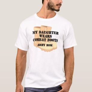 Armee-Mama-Tochter-Wüsten-Kampf-Stiefel T-Shirt