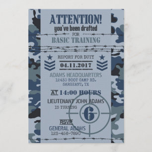 Armee Marine Camouflage Militär Geburtstag Einladung