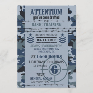 Armee Marine Camouflage Militär Geburtstag Einladung