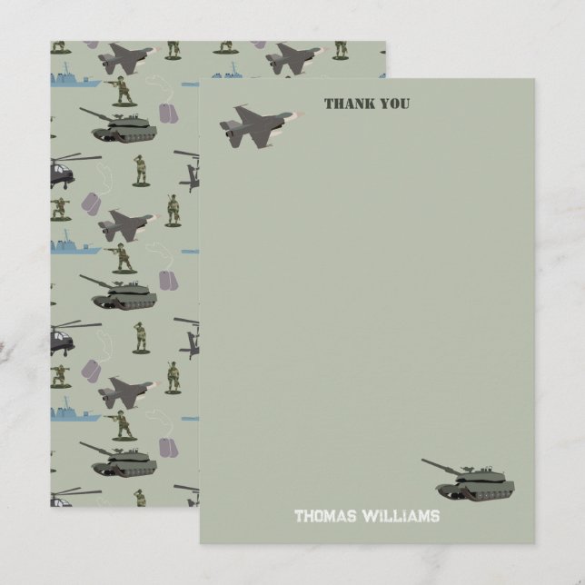Armee Militär-Tarnung Grün Camo Geburtstag Dankeskarte (Vorne/Hinten)
