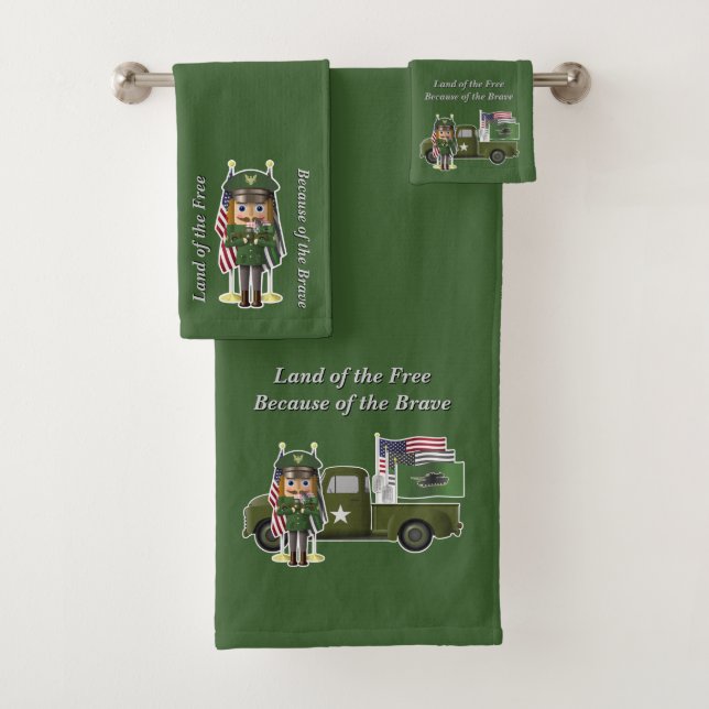 Armee Nutcracker mit kleinem Militärlastwagen Badhandtuch Set (Insitu)