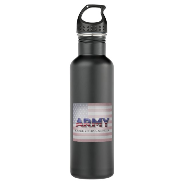 Armee "Soldat, Veteran, Amerikaner" Edelstahlflasche (Vorderseite)