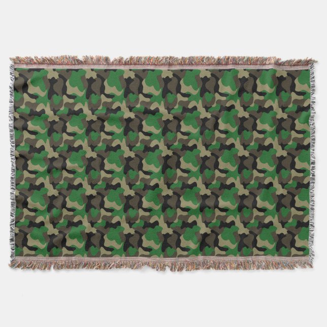 Armee-Tarnmuster in grünen Erdtönen Decke (Vorderseite)