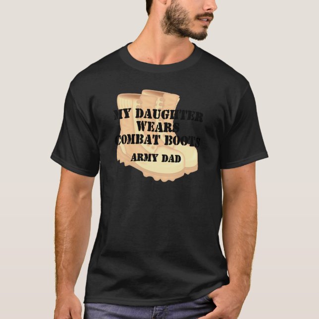 Armee-Vater-Tochter-Wüsten-Kampf-Stiefel T-Shirt (Vorderseite)