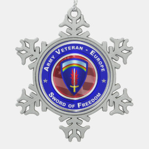 Armee Veteran-Europa Weihnachten Schneeflocken Zinn-Ornament