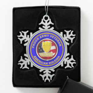 Armeeanwalt General Veteran Weihnachten Schneeflocken Zinn-Ornament