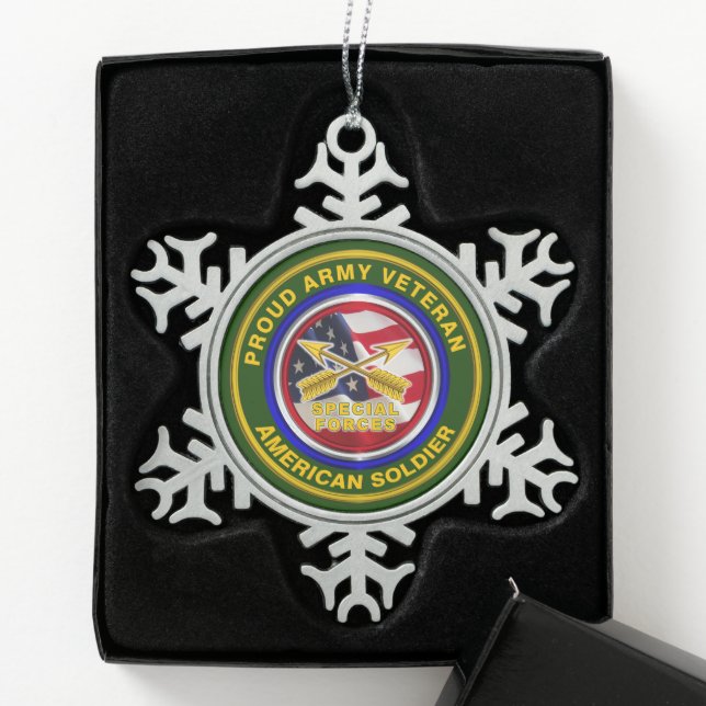 Armeesonderkräfte Weihnachten Schneeflocken Zinn-Ornament (Box)