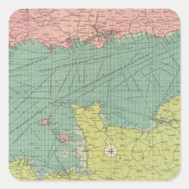 Ärmelkanal Quadratischer Aufkleber (Vorderseite)