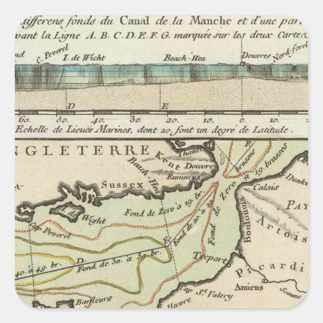 Ärmelkanal Quadratischer Aufkleber (Vorderseite)
