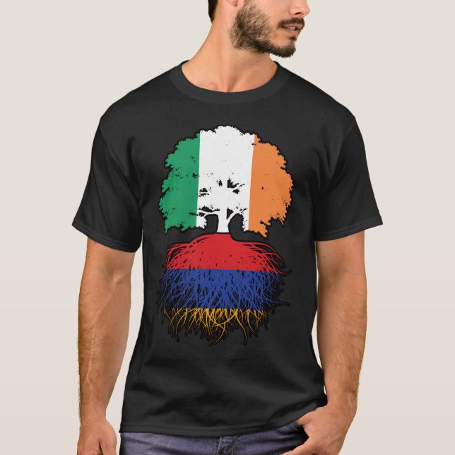 Armenia Armenian Irish Ireland Tree Roots Flag T-Shirt (Vorderseite)
