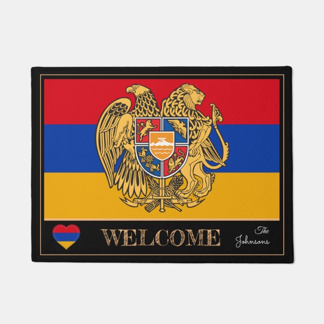 Armenia Emblem & Armenian Flag Matten / Sport Will Fußmatte (Vorderseite)