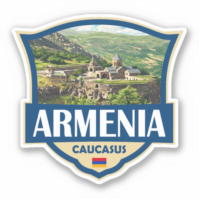 Armenia Illustration Retro Badge Aufkleber (Vorderseite)