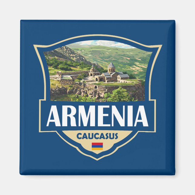 Armenia Illustration Retro Badge Magnet (Vorne)